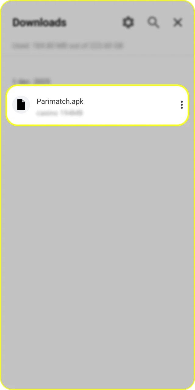 Install the Android APK file to finish setting up Parimatch.