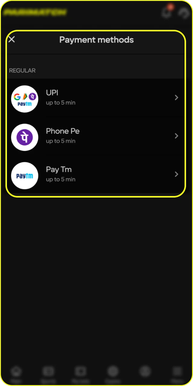 Choose a payment method that suits your needs for Parimatch deposit.