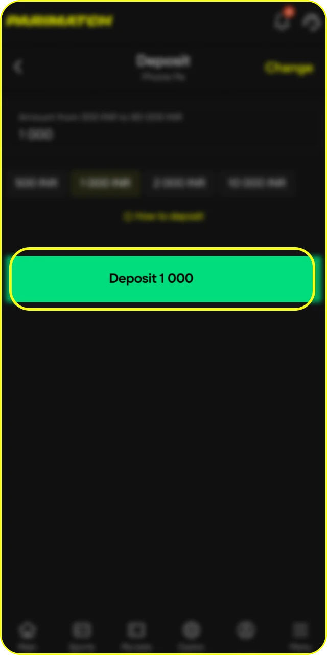 Confirm the transaction to complete your Parimatch deposit and start playing.
