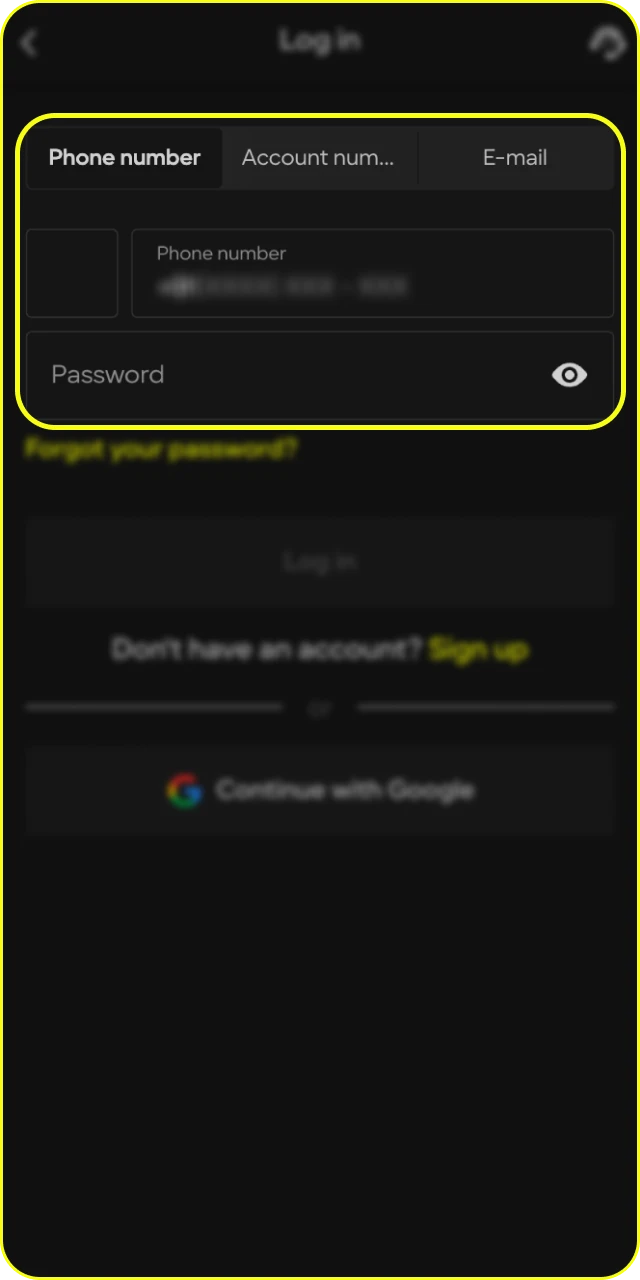 Log in to your personal account to access Parimatch live casino games.