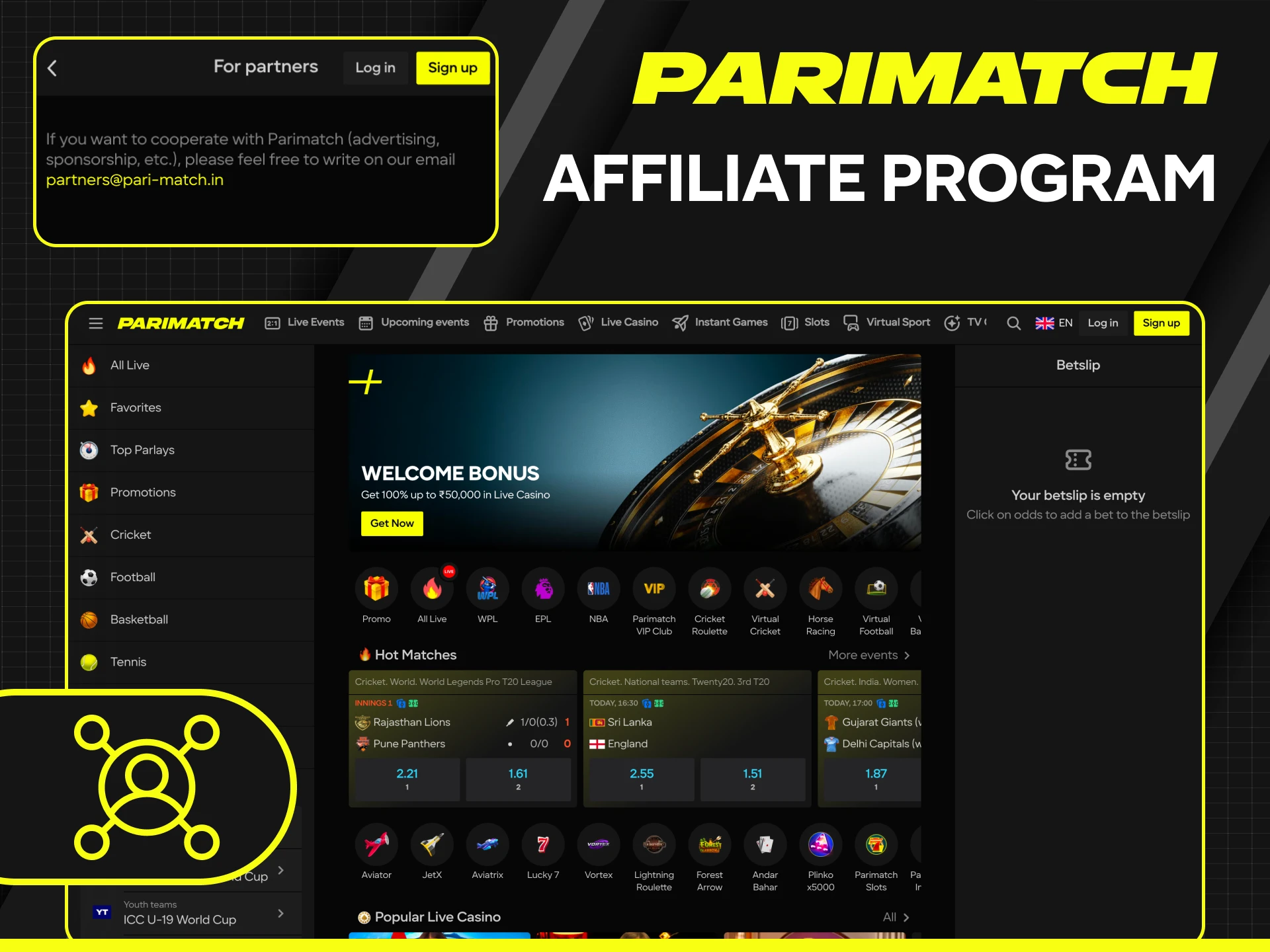 Join the Parimatch affiliate program and start earning through a successful partnership.
