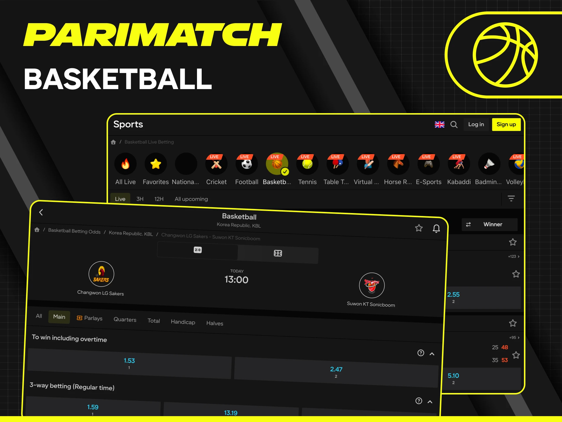 Make basketball bets at Parimatch and follow the world's top leagues.
