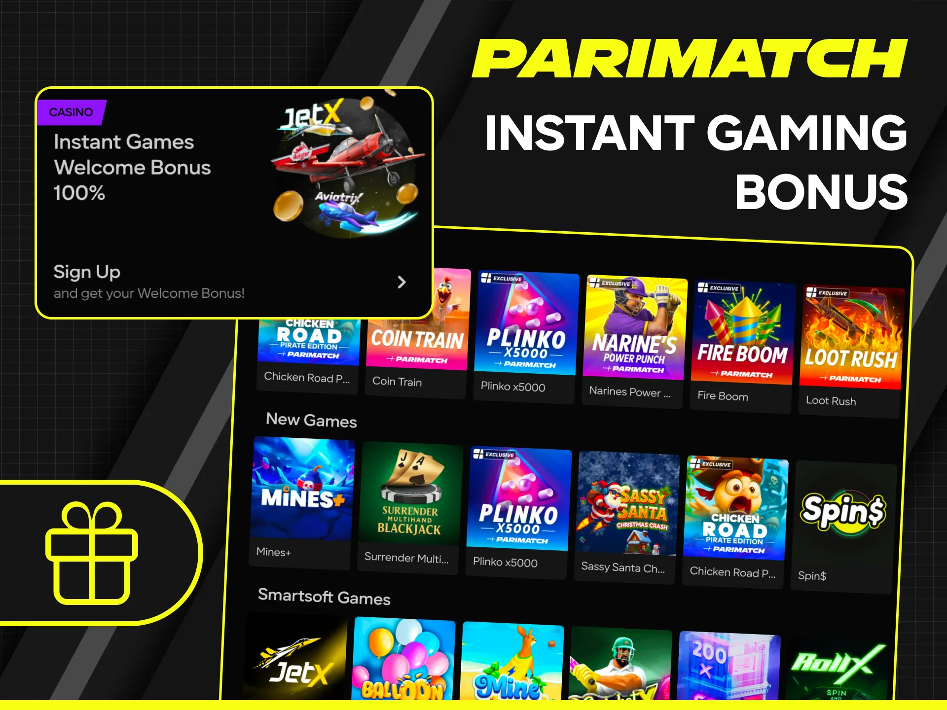 Claim an instant gaming bonus at Parimatch and increase your winning chances.