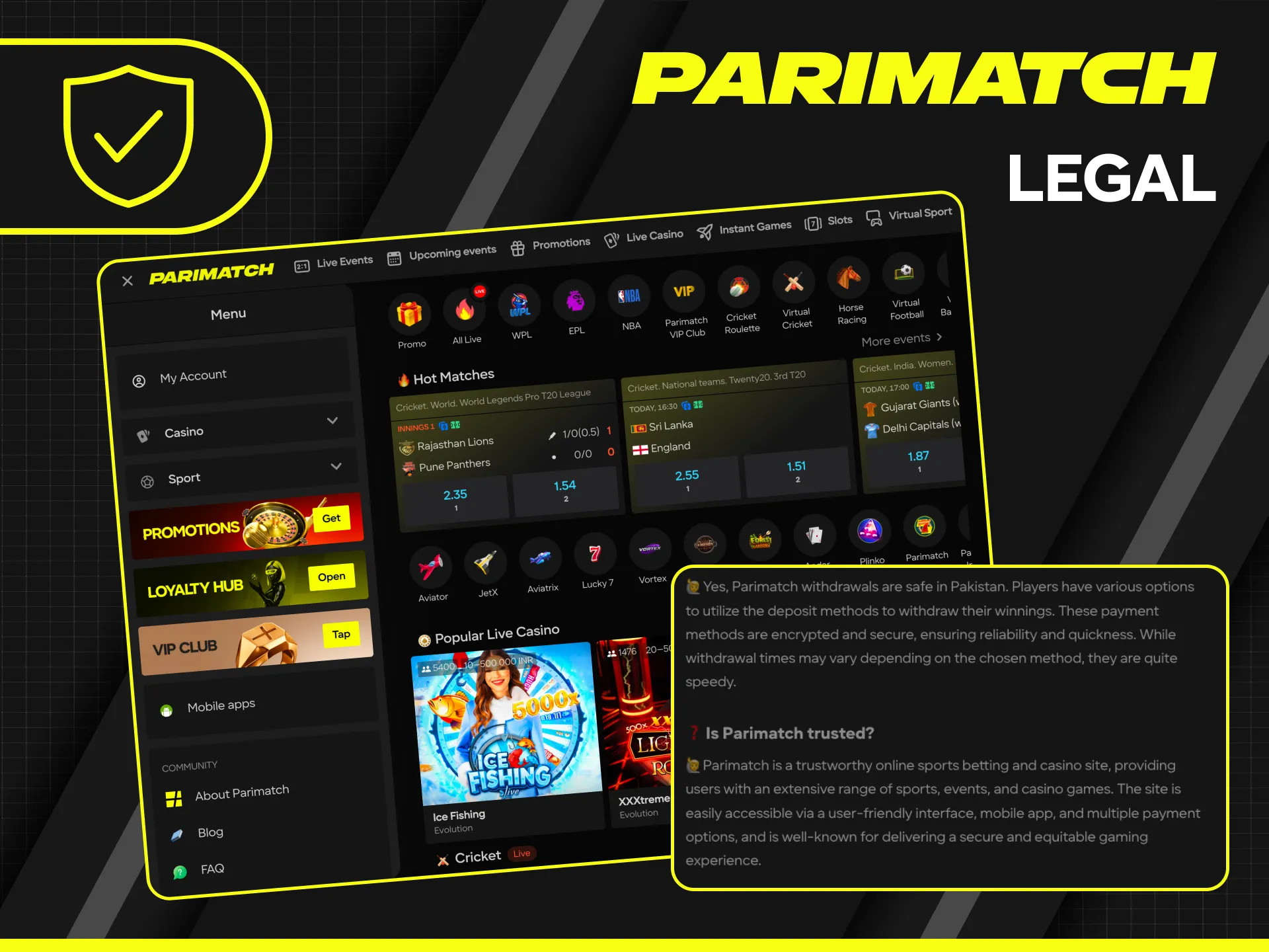 Learn about the legal status of Parimatch in Pakistan and bet with confidence.