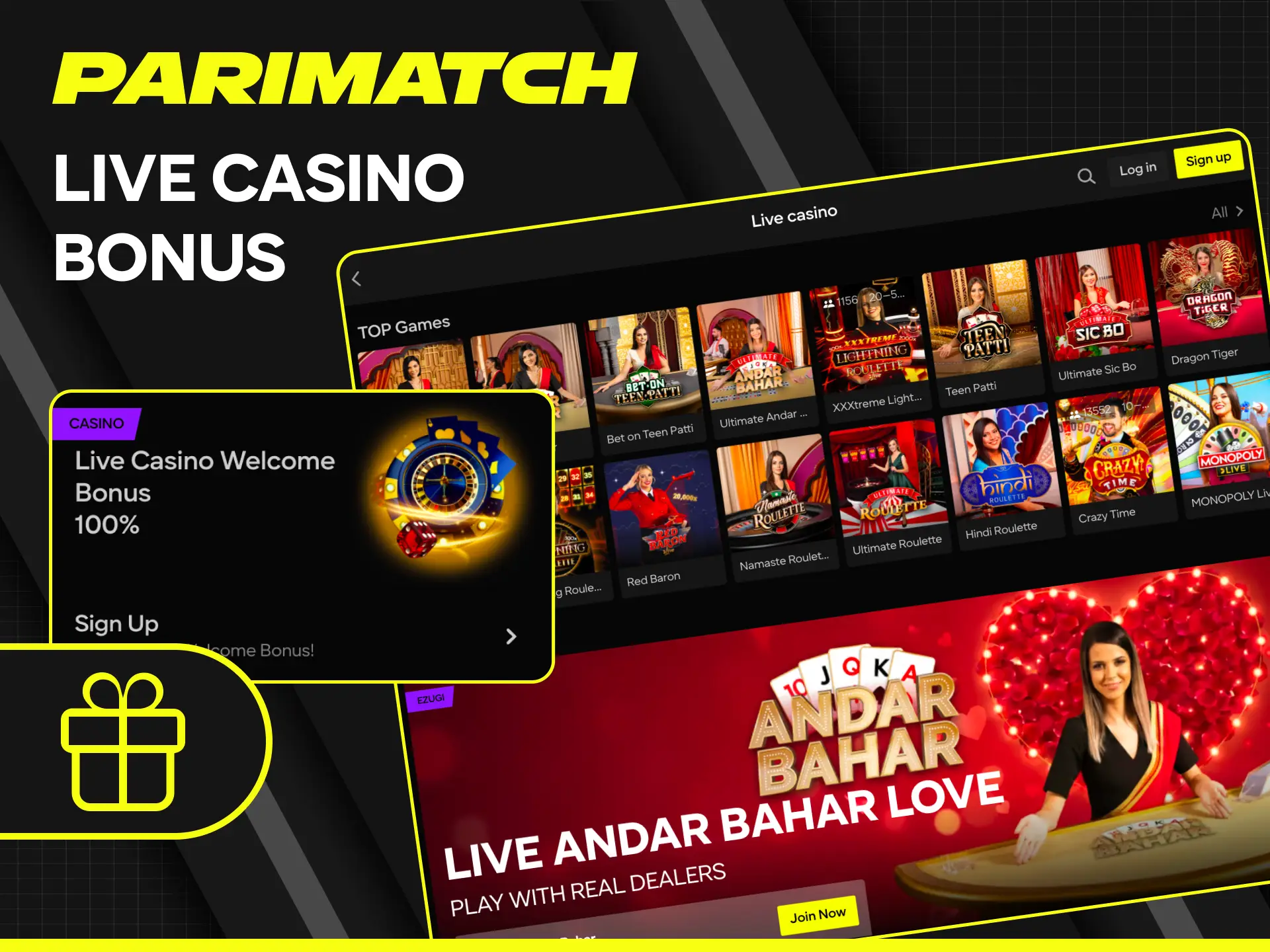 Activate the live casino bonus to play with real dealers at Parimatch.