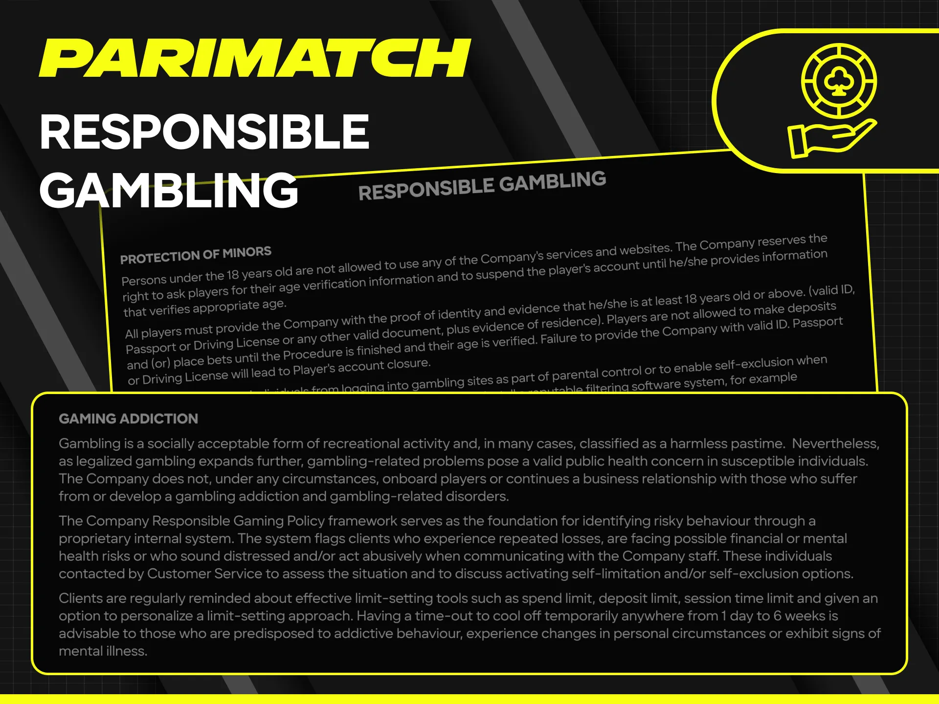 Practice responsible gambling while enjoying the various features of Parimatch.