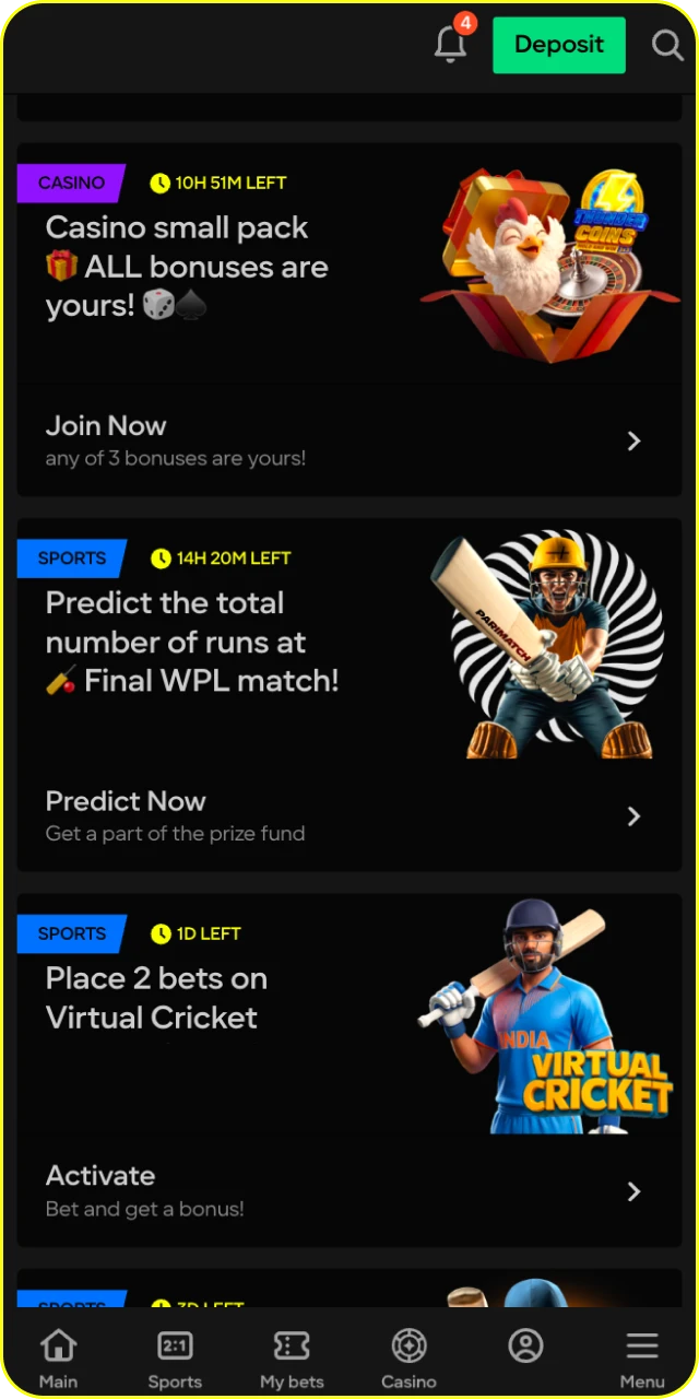 Claim your bonus to get extra spins for Parimatch slots.