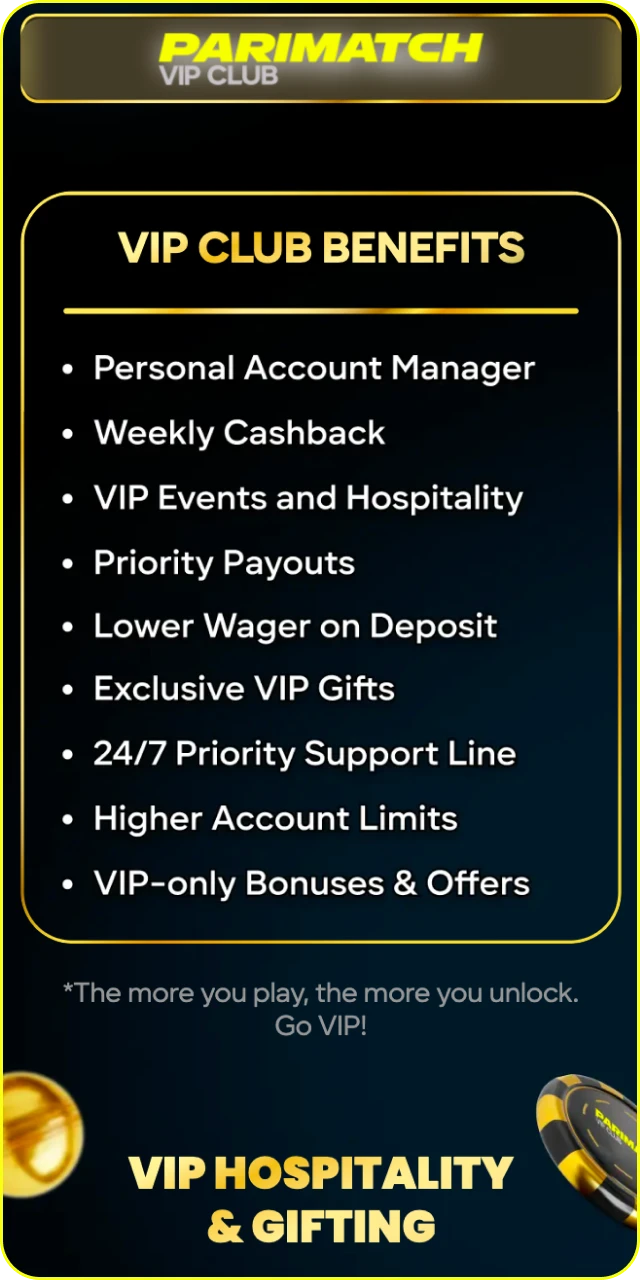 Activate your benefits and enjoy premium service at Parimatch VIP.